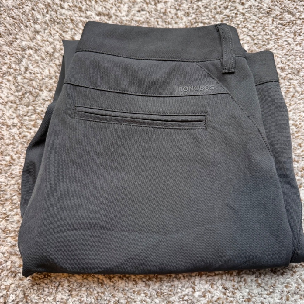 BONOBOS Golf Pants Slim Fit Flat Front Charcoal Gray Men's 31(32)x30 Performance